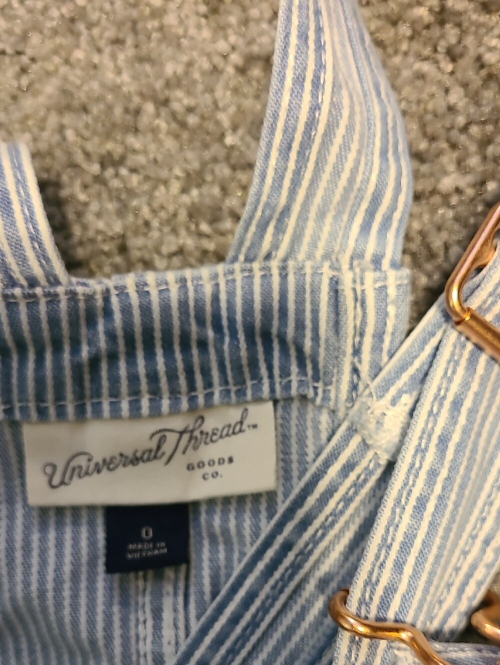 Universal Thread Light Blue & White Striped Cotton Overalls - Picture 5 of 8